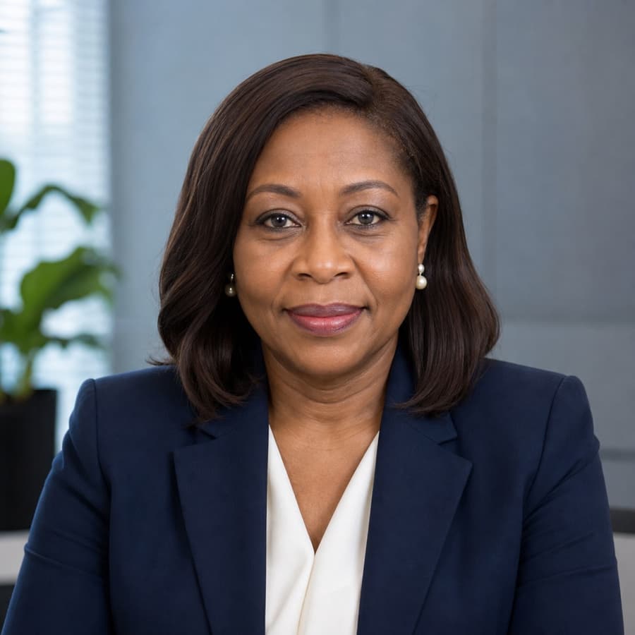 Mrs. Okonkwo, an Iris AI interviewer in a live voice interview